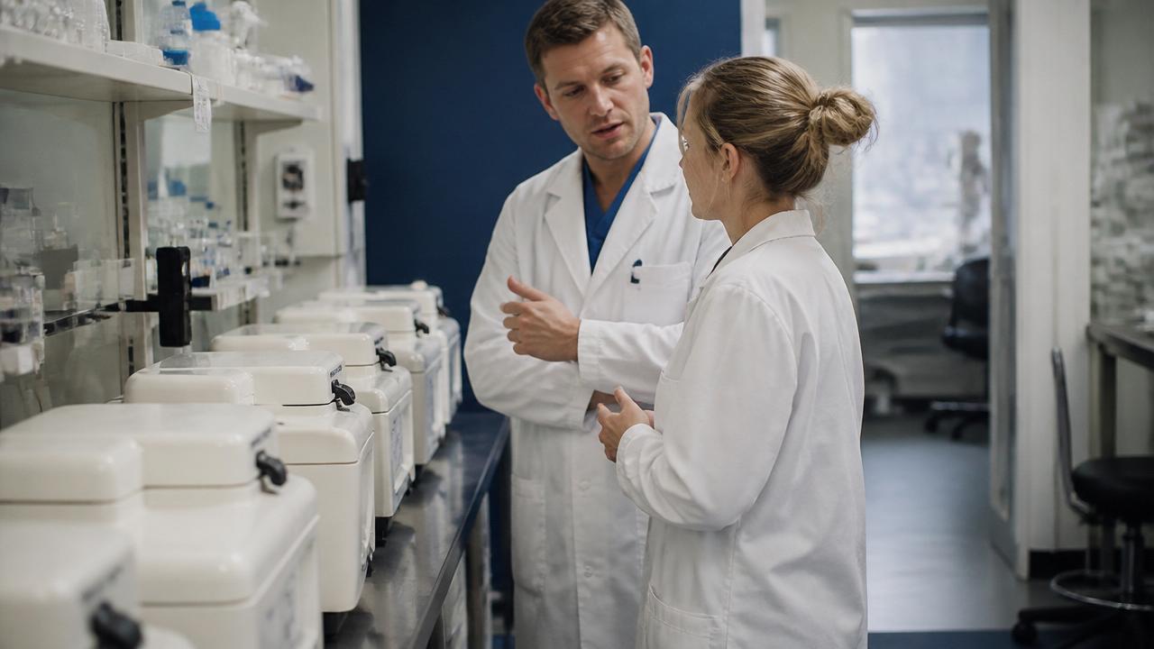 Clinical laboratory with automated analysers and monitored storage units