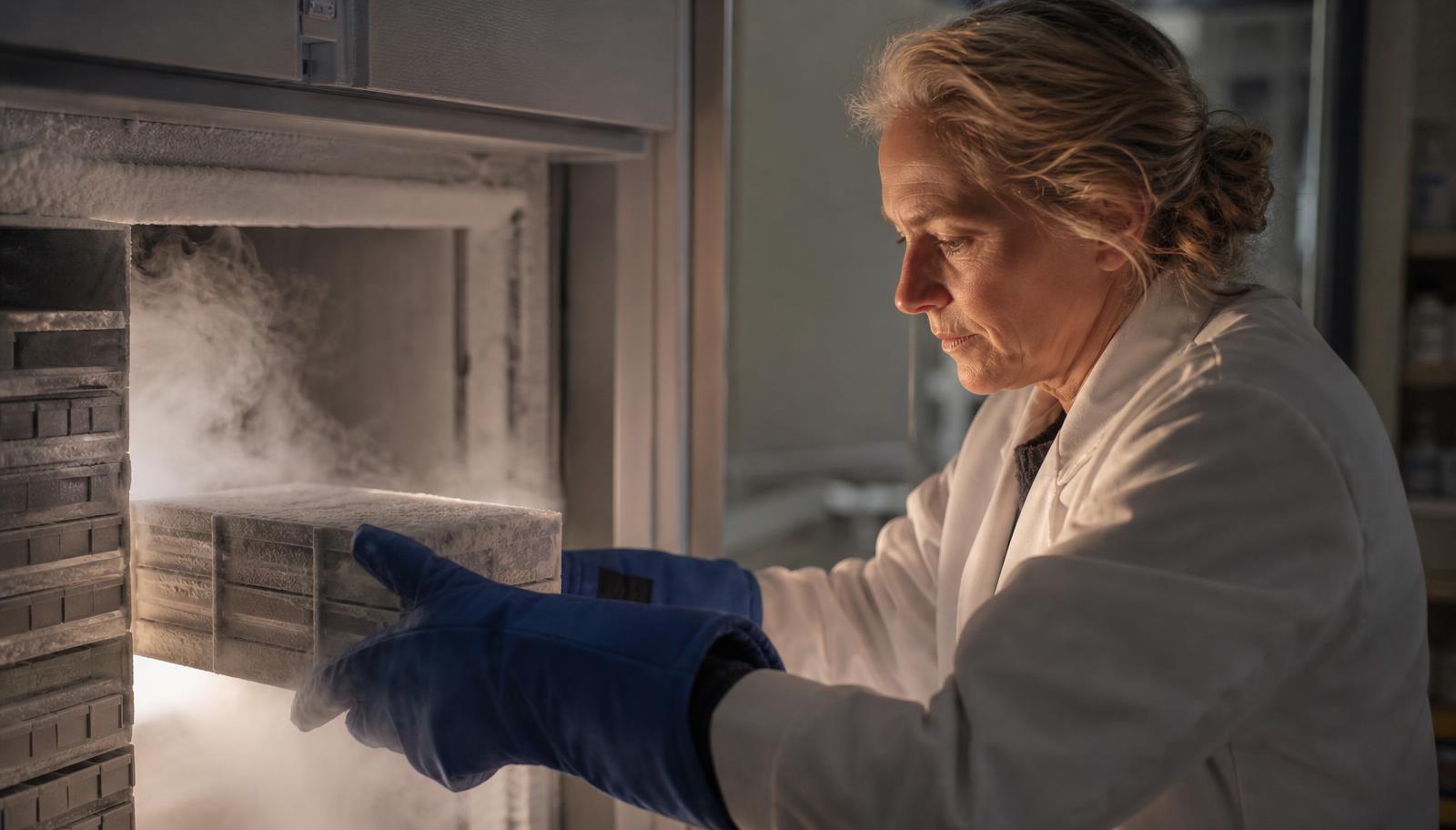 Cryogenic storage room in a biobank with monitored LN₂ tanks