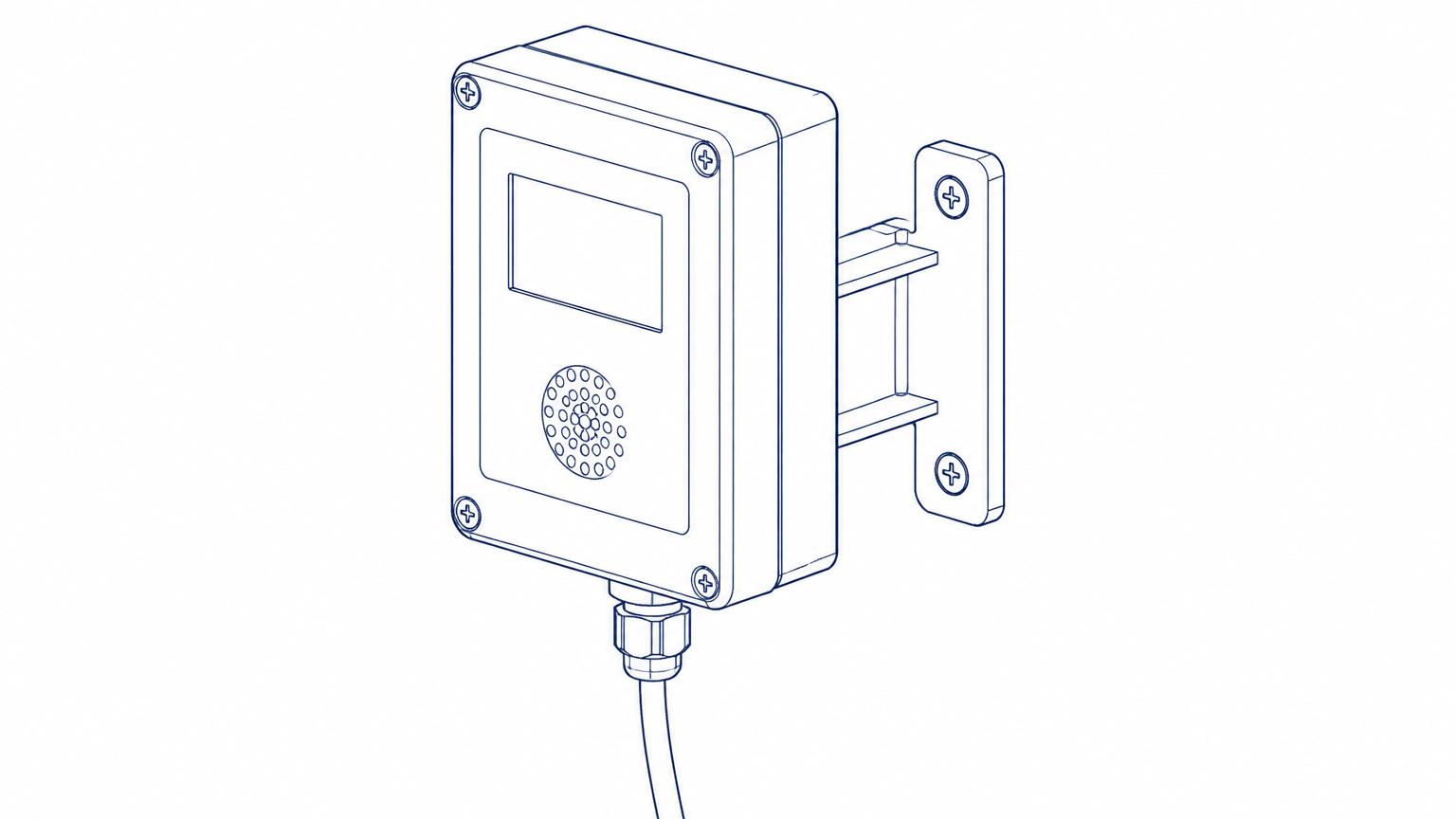 Line drawing of a wall-mounted oxygen depletion monitor